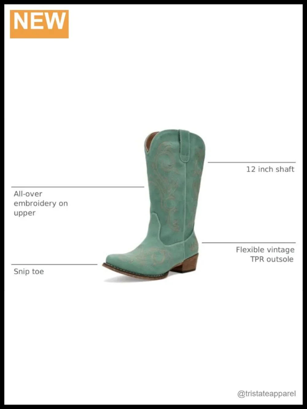 Women's Western Boots Turquoise Faux Leather Embroidered Over-the-Knee Snip Toe